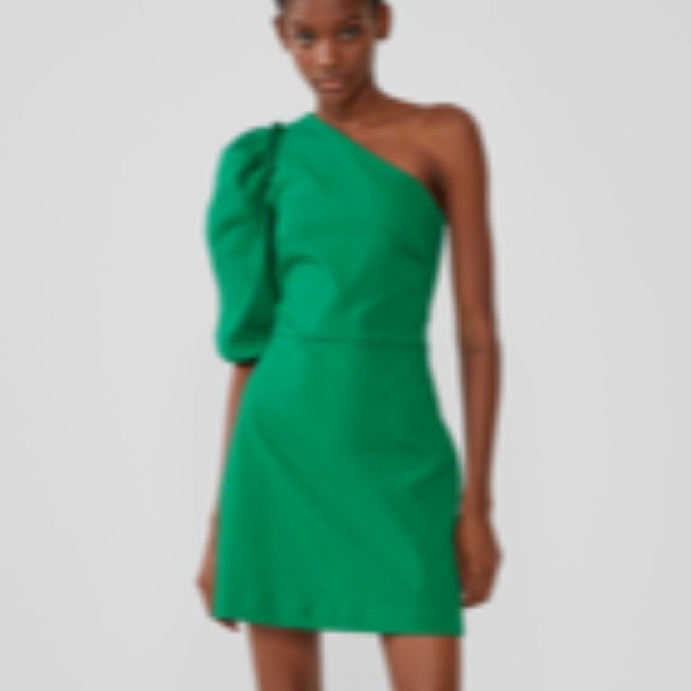 Zara mini one shoulder green dress size XS